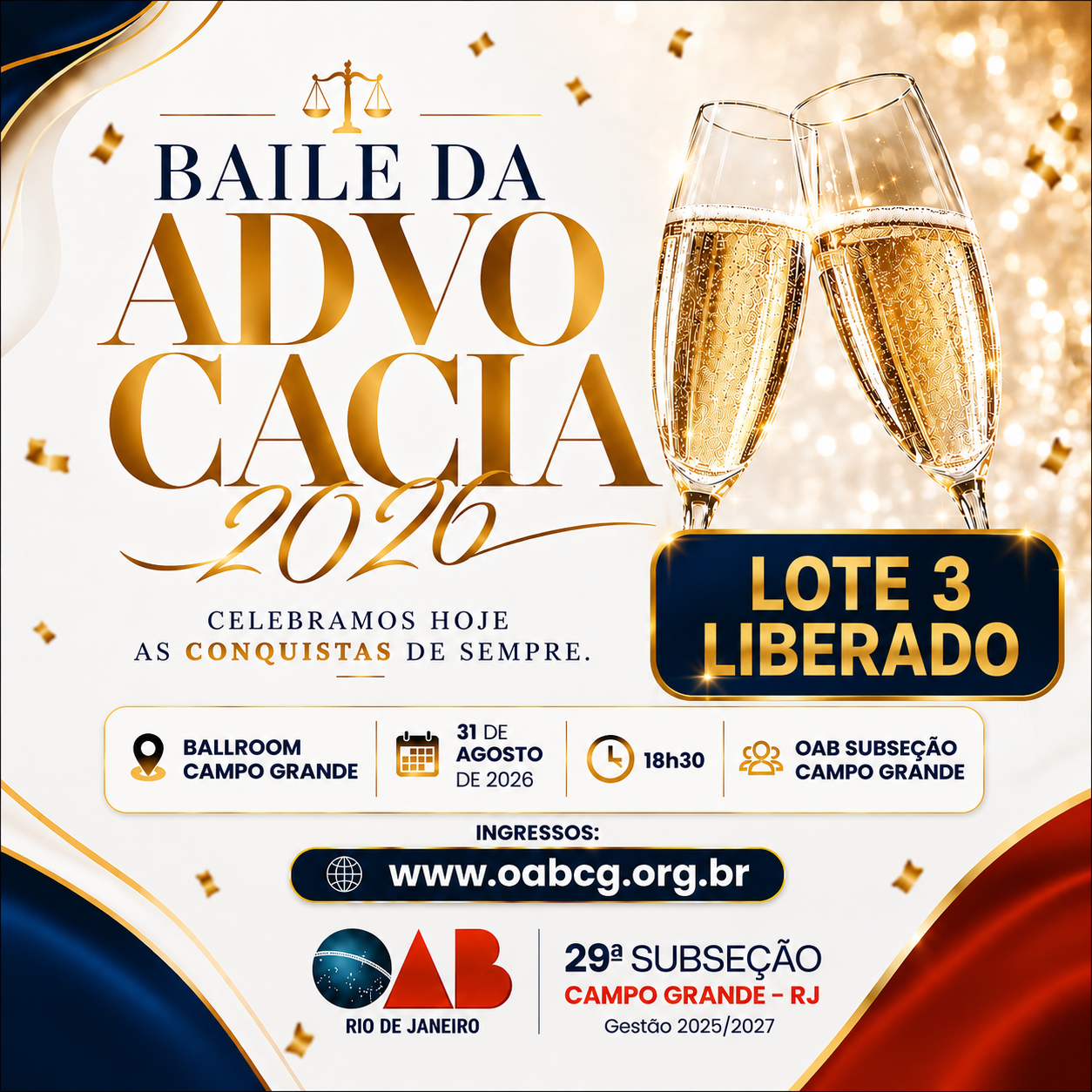 Imagem de Baile da Advocacia lote 3 - 1 Ingresso
